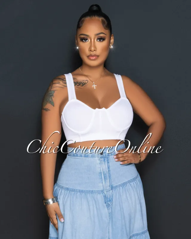 Jada White Bust Wires Ribbed Crop Top (5/10) sold by Chic Couture