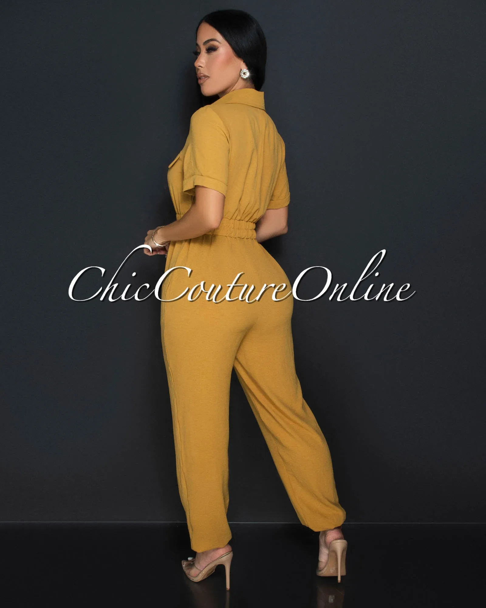Sumi Mustard Utility Cargo Jumpsuit sold by Chic Couture product image thumbnail 3