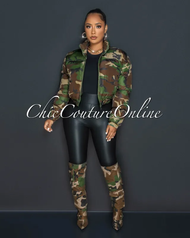 *Daise Camo Print Front Zipper Bomber Jacket sold by Chic Couture