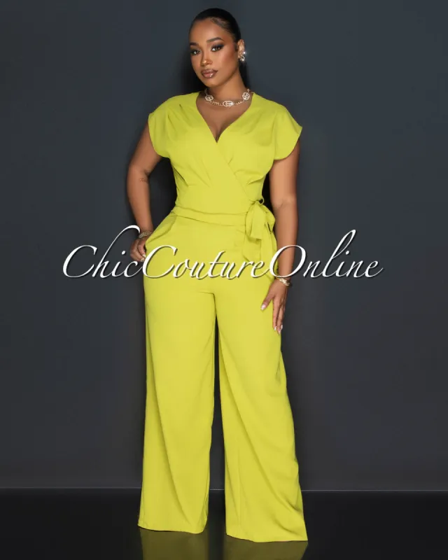 *Florent Lime Wrap Crop Top & Wide Pants Set sold by Chic Couture