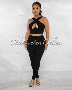 *Parice Black Cut-Out Bust Top & Leggings Sculpting Set (9/11) sold by Chic Couture