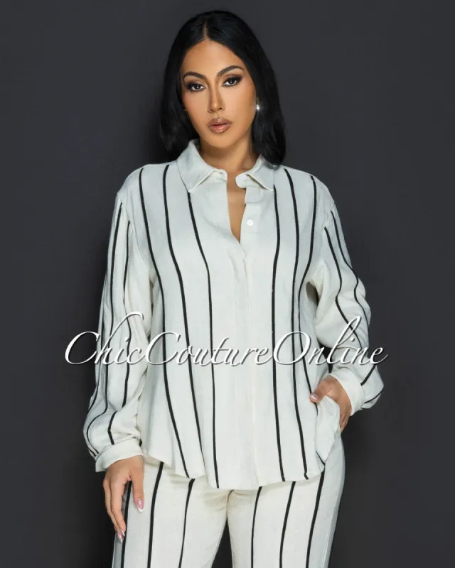 Zilvia Khaki Black Trim Collared Linen Shirt (SHIPS 1/18/25) sold by Chic Couture