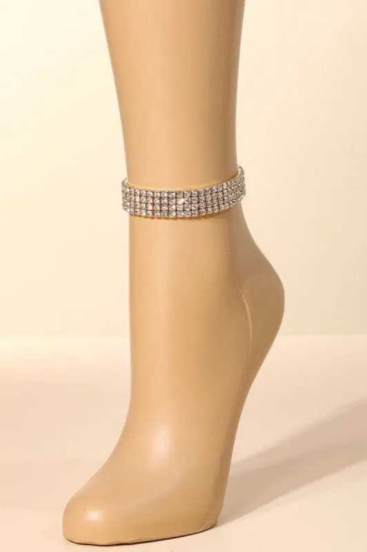 Rocky Rhinestone Stone Layered Chain Anklet sold by Chic Couture