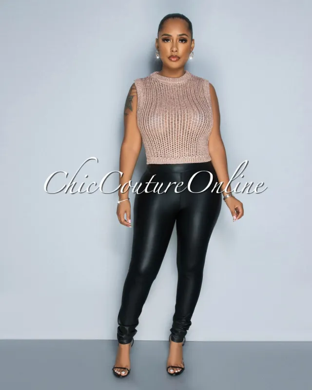 Luisa Copper Shimmer Crochet Crop Top sold by Chic Couture