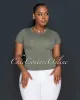 Lona Olive Green Round Neck Crop Top sold by Chic Couture