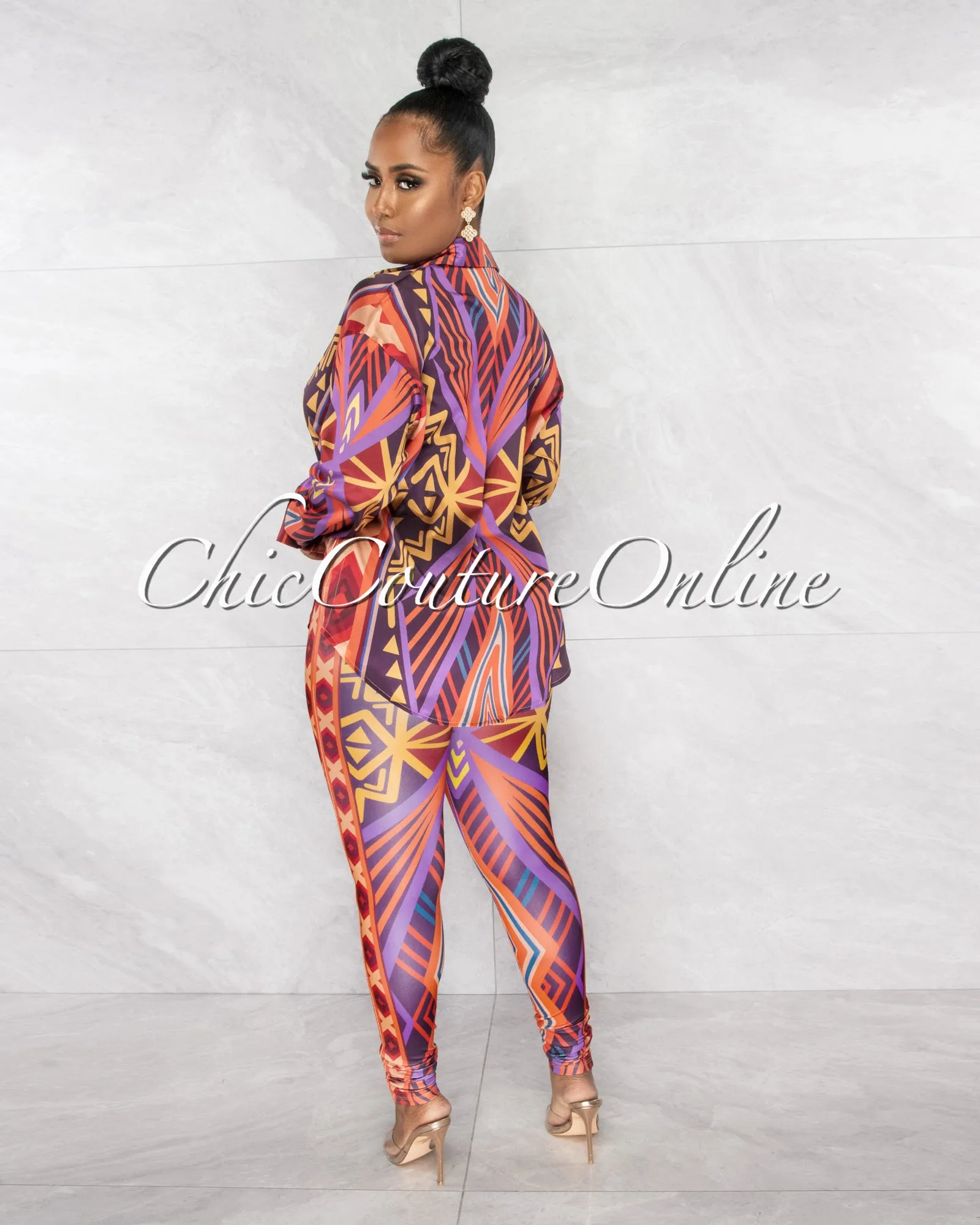 *Oleisa Rust Multi-Color Print Shirt & Leggings Set sold by Chic Couture product image thumbnail 5