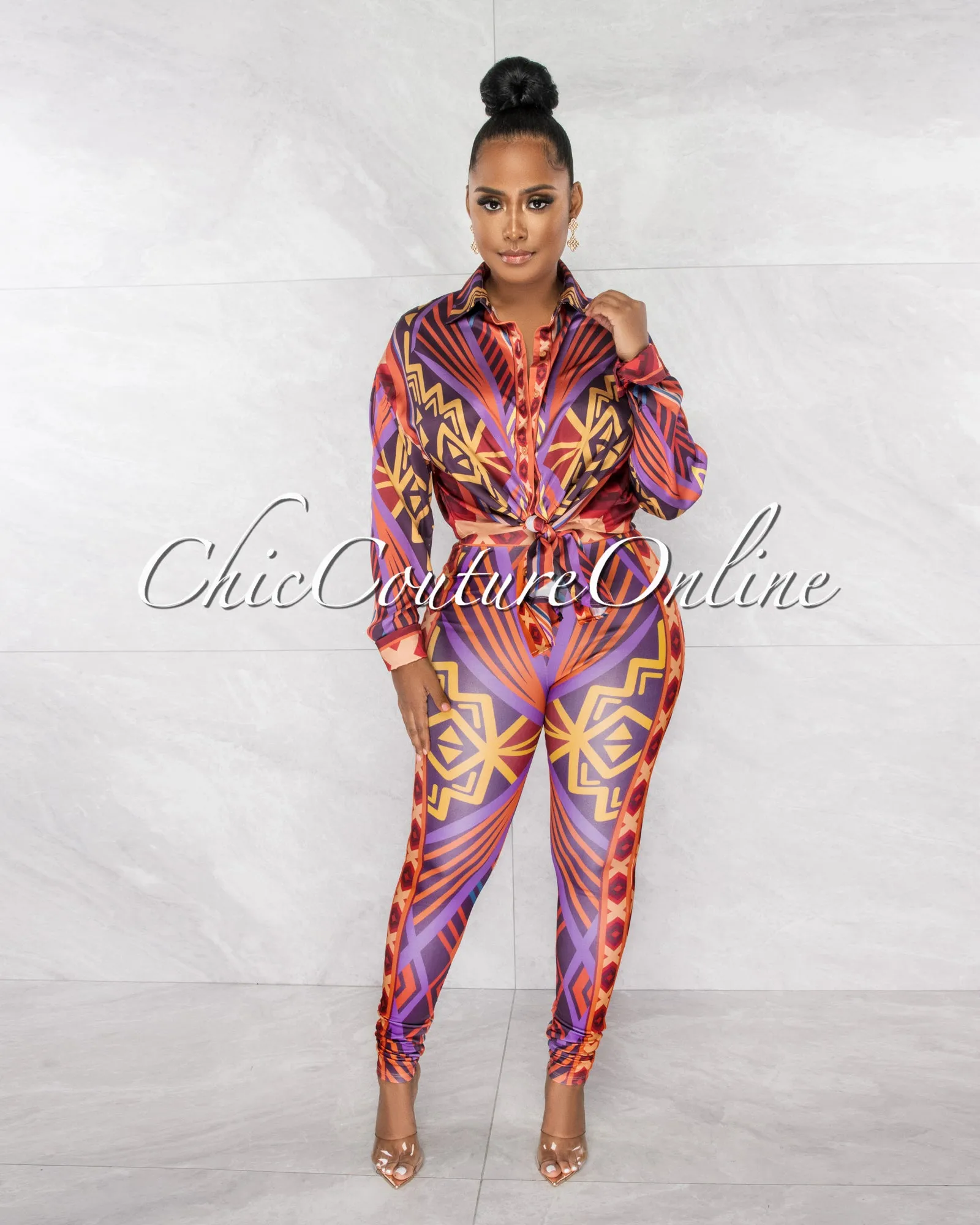 *Oleisa Rust Multi-Color Print Shirt & Leggings Set sold by Chic Couture product image thumbnail 2