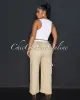 Bolette Nude Drawstring Wide Legs Cargo Pants sold by Chic Couture