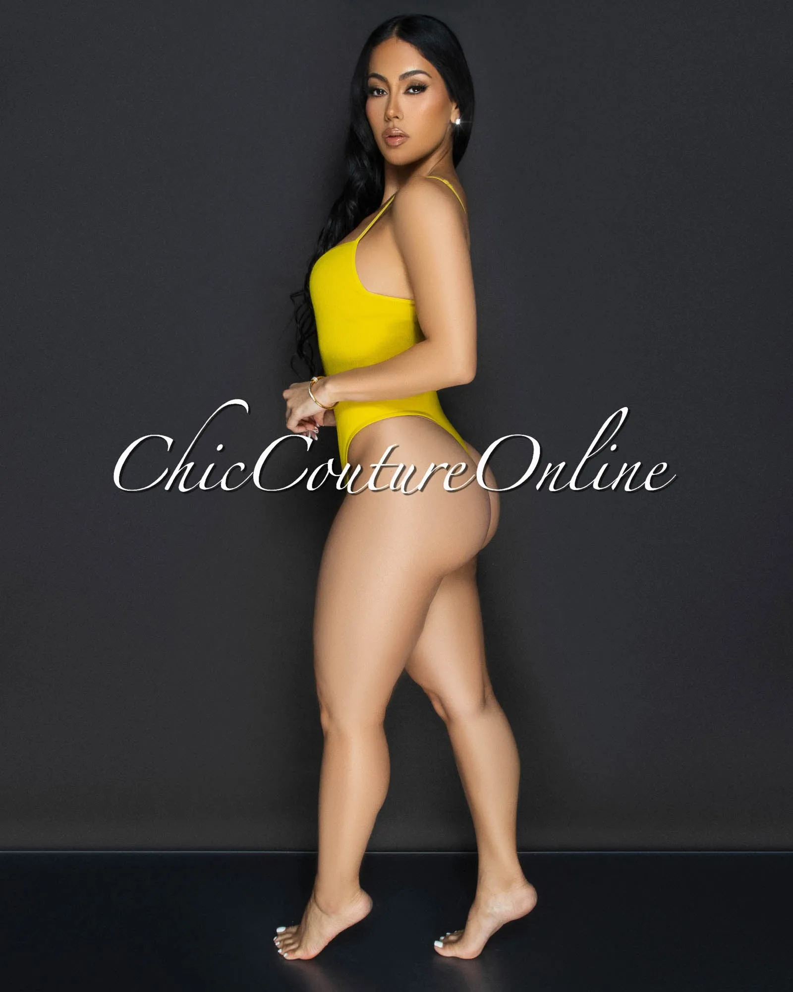 Toniya Lime Ribbed Body-Con Bodysuit sold by Chic Couture product image thumbnail 3