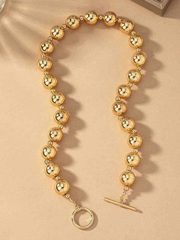 Carolyn Hollow Gold Ball Chain Necklace sold by Chic Couture product image thumbnail 2