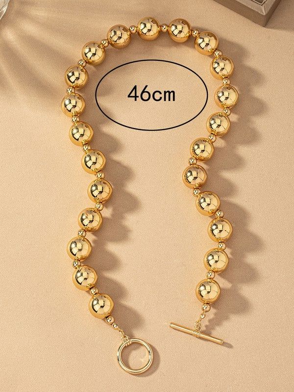 Carolyn Hollow Gold Ball Chain Necklace sold by Chic Couture product image thumbnail 4