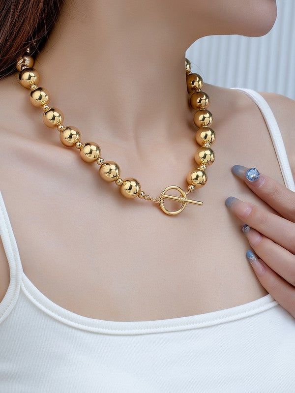 Carolyn Hollow Gold Ball Chain Necklace sold by Chic Couture