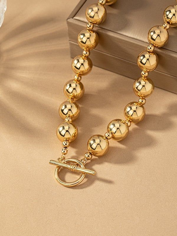 Carolyn Hollow Gold Ball Chain Necklace sold by Chic Couture product image thumbnail 3