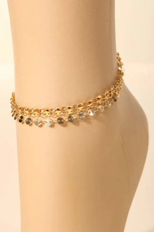 Neena Layered Dainty Circle Chain Anklet sold by Chic Couture