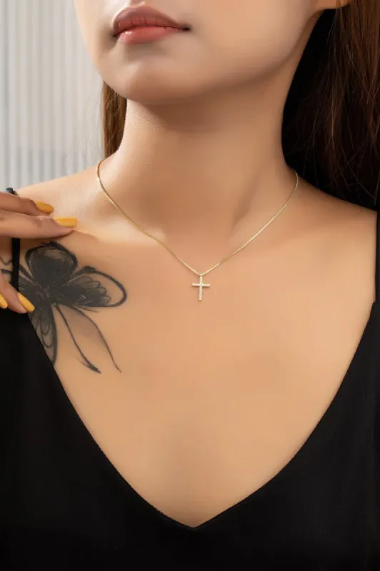 Howie Small Cross Pendant Box Chain Necklace sold by Chic Couture