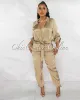 *Elliot Olive Front Tie Shirt & Joggers Silky Set sold by Chic Couture