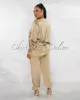 *Elliot Olive Front Tie Shirt & Joggers Silky Set sold by Chic Couture