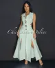 Livia Stone Blue Gold Buttons Midi Dress sold by Chic Couture