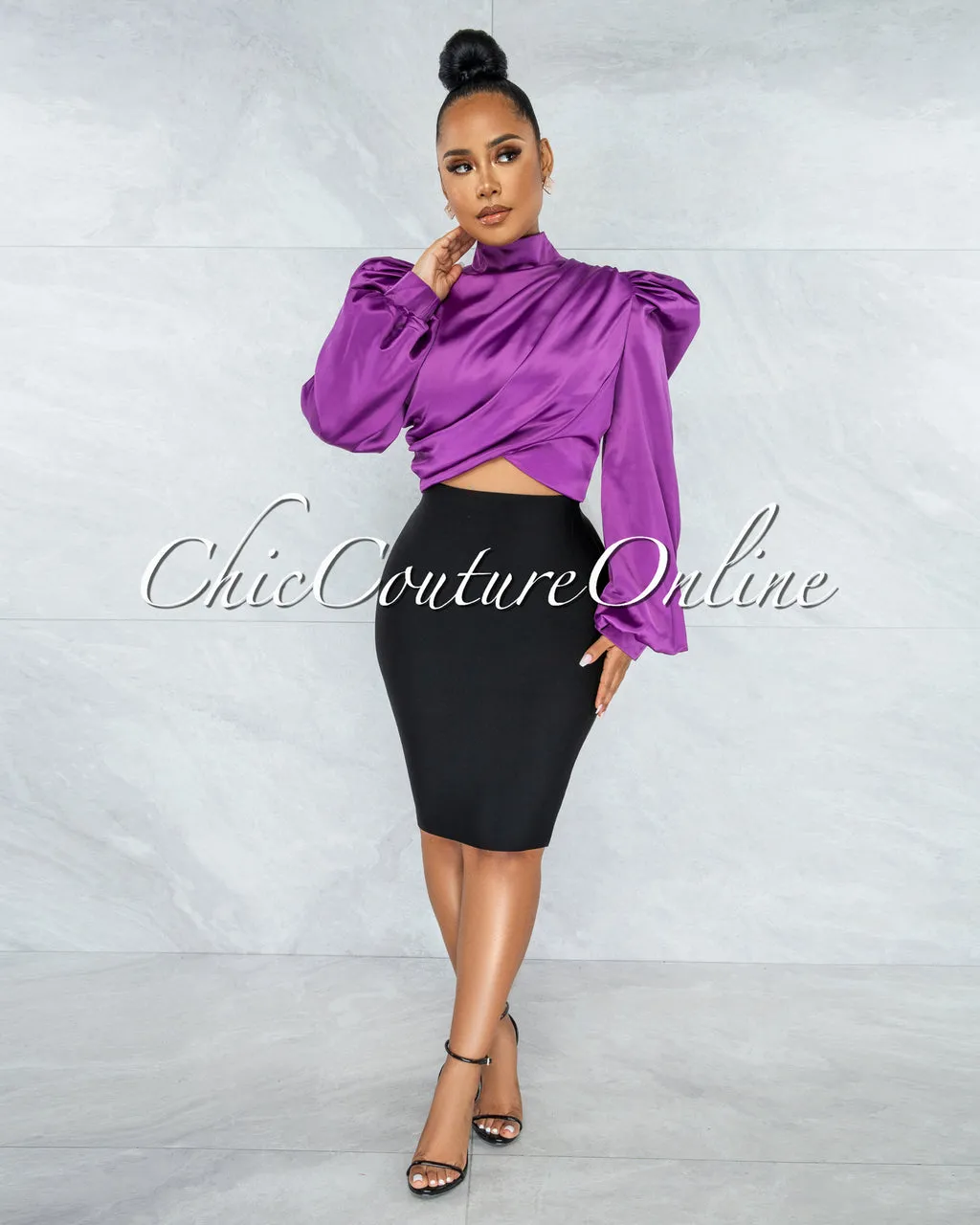*Karishma Purple Luxe Satin Blouse sold by Chic Couture product image thumbnail 3