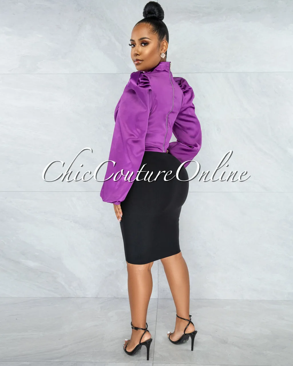 *Karishma Purple Luxe Satin Blouse sold by Chic Couture product image thumbnail 4