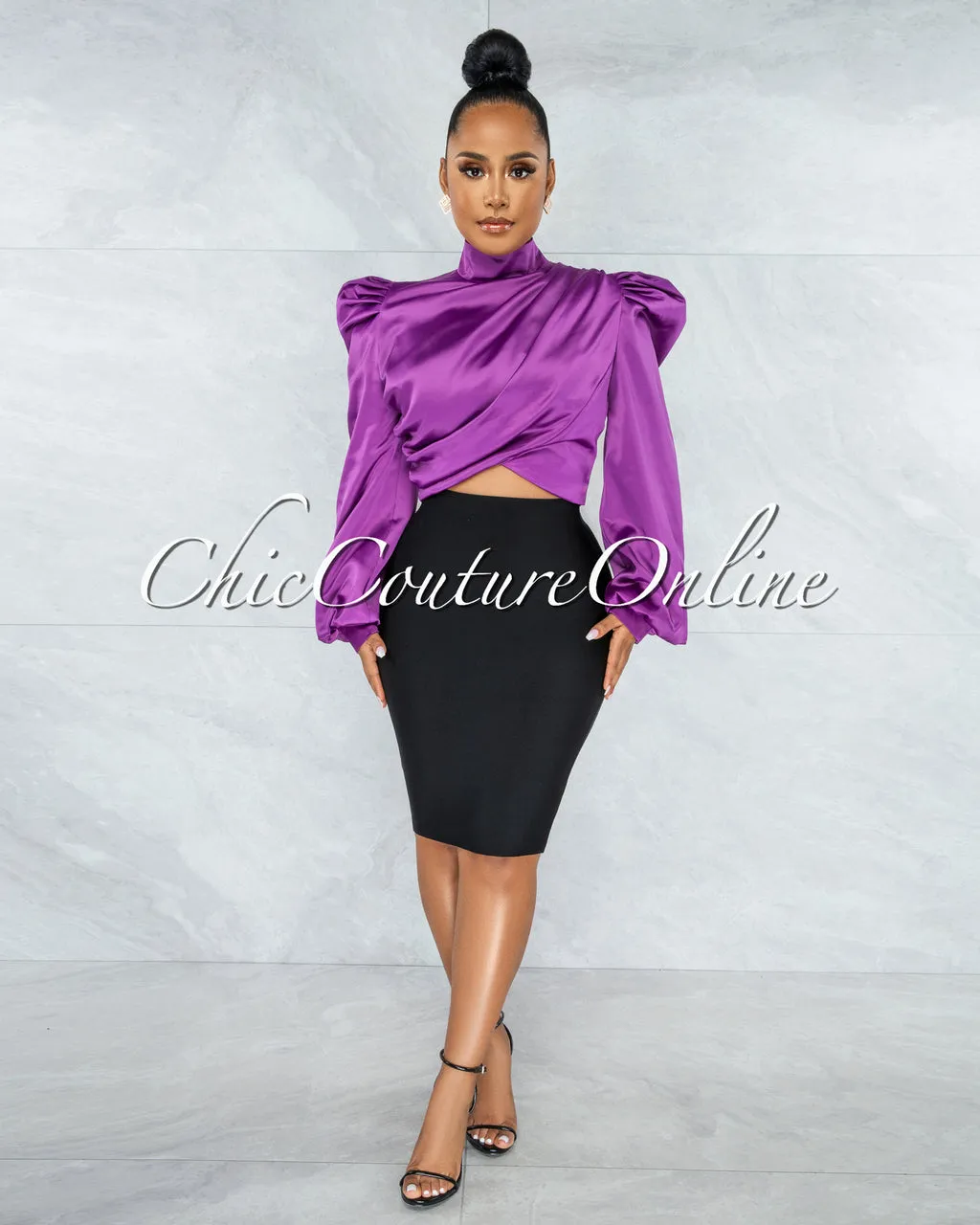 *Karishma Purple Luxe Satin Blouse sold by Chic Couture product image thumbnail 2