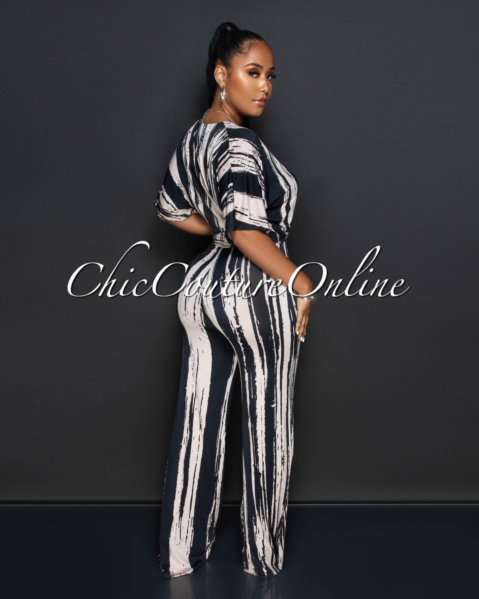 Elica Black Nude Print Waist Cut-Out Jumpsuit sold by chic product image thumbnail 3
