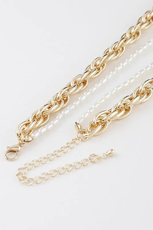Amina Gold Double Layer Bead and Chain Necklace sold by Chic Couture product image thumbnail 2
