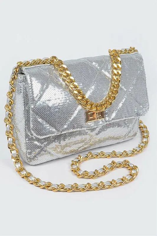 *Jesse Quilted Sequins Chain Shoulder Bag sold by Chic Couture