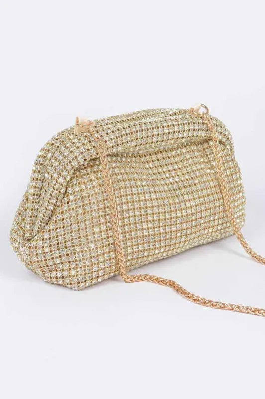 Jessica Oversize Rhinestone Convertible Soft Clutch Bag sold by Chic Couture