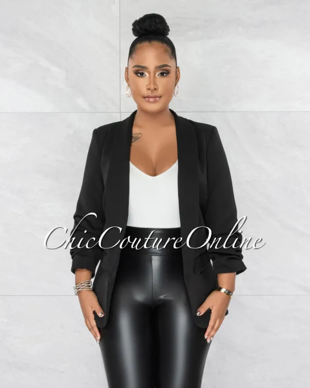 Joddy Black Long Sleeves Boyfriend Blazer sold by chic