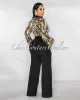 *Grande Black Gold Silver Sequins Top Belt Jumpsuit sold by Chic Couture