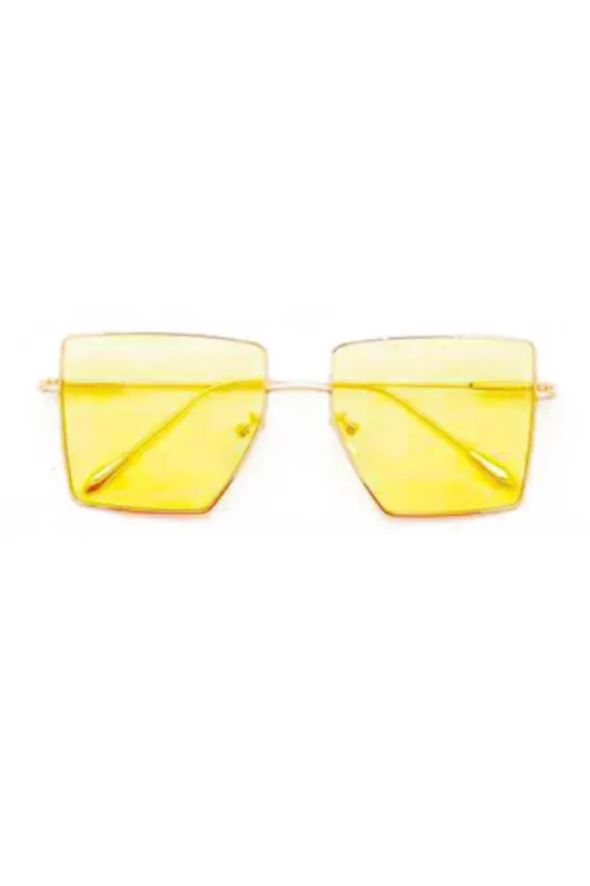Jaxyn Yellow Square Lens Iconic Sunglasses sold by Chic Couture