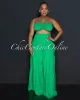 Lula Green Halter Smocked Crop Top & Linen Wide Pants Set sold by Chic Couture
