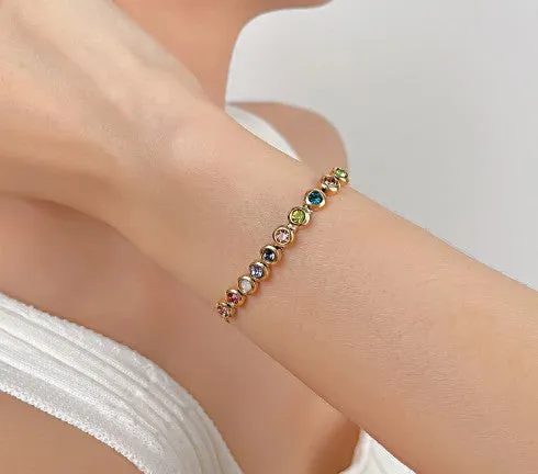 Anika Multi Color Bezel Stones Bracelet sold by Chic Couture