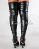*Vikki Black Faux Leather Gold Link High Boots sold by Chic Couture
