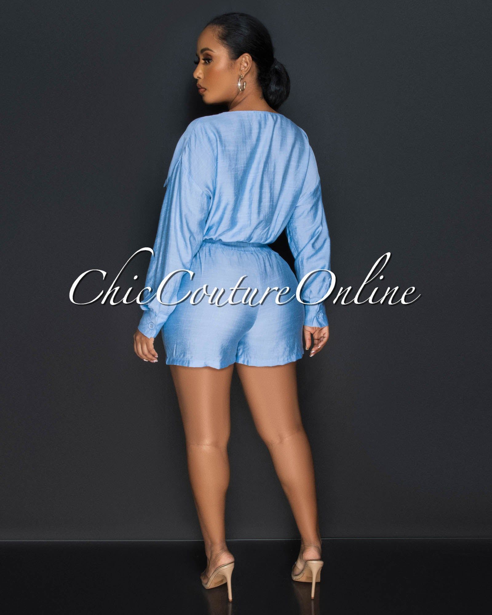 *Amerson Baby Blue Crop Top & Shorts Set sold by Chic Couture product image thumbnail 3