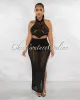 *Julie Black Crop Top & Crochet Cover-Up Maxi Skirt Shimmer Set sold by Chic Couture