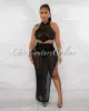 *Julie Black Crop Top & Crochet Cover-Up Maxi Skirt Shimmer Set sold by Chic Couture