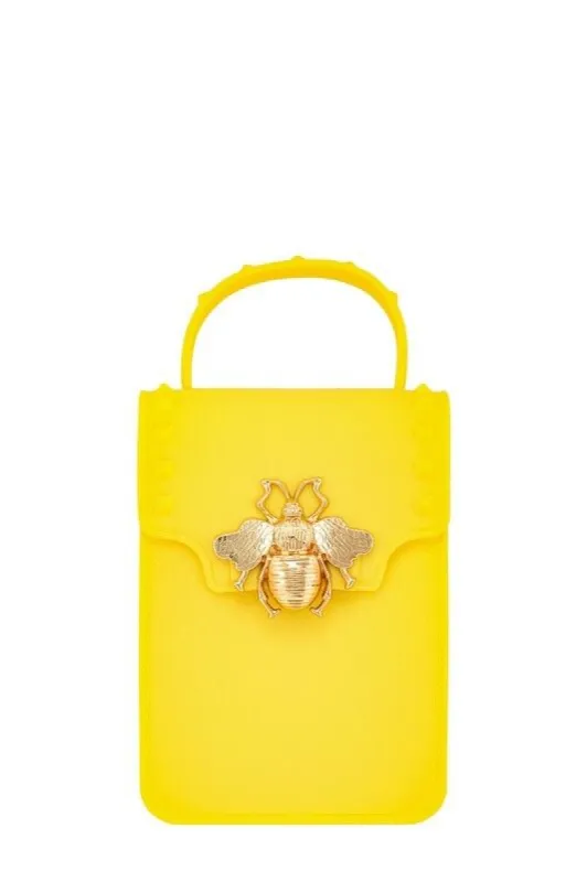 Stephany Yellow Gold Bee Decorated Rectangular Jelly Bag sold by chic