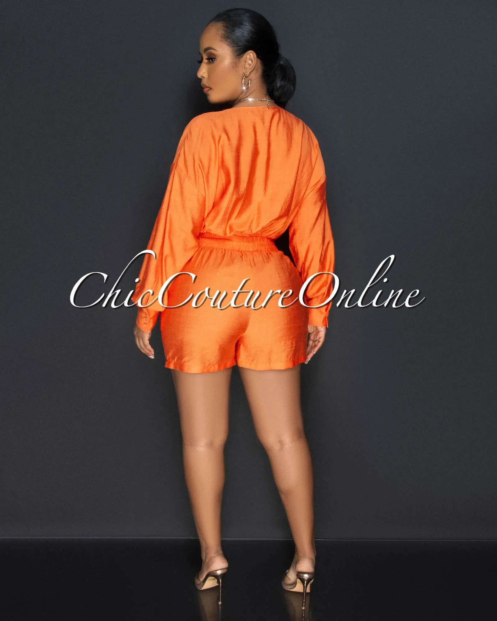 *Amerson Orange Crop Top & Shorts Set sold by Chic Couture product image thumbnail 3