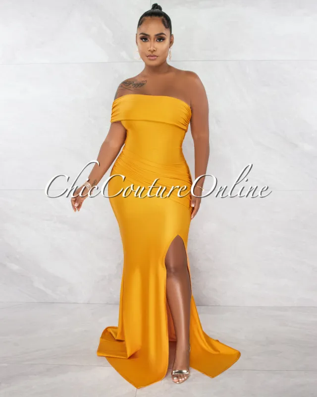 *Hender Mustad Drape Single Shoulder Side Slit Maxi Dress sold by Chic Couture