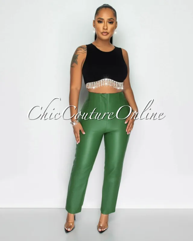 *Danya Military Green Vegan Leather Pants sold by Chic Couture