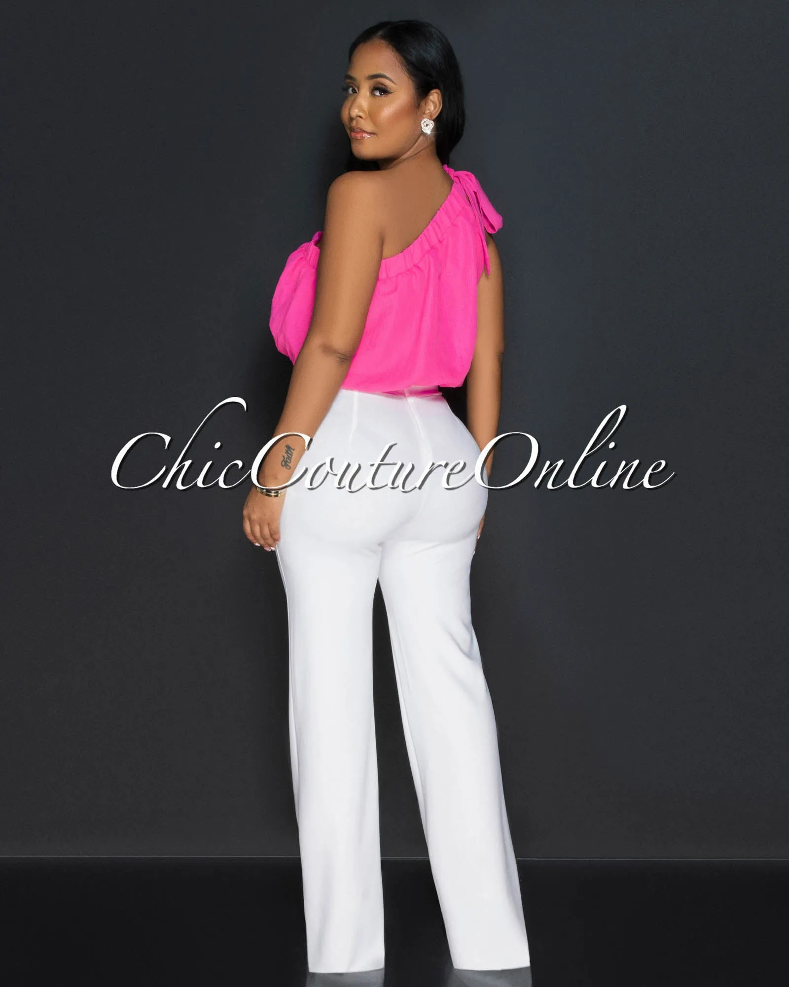 *Marcie Off-White High Waist Straight Legs Pants sold by Chic Couture product image thumbnail 3