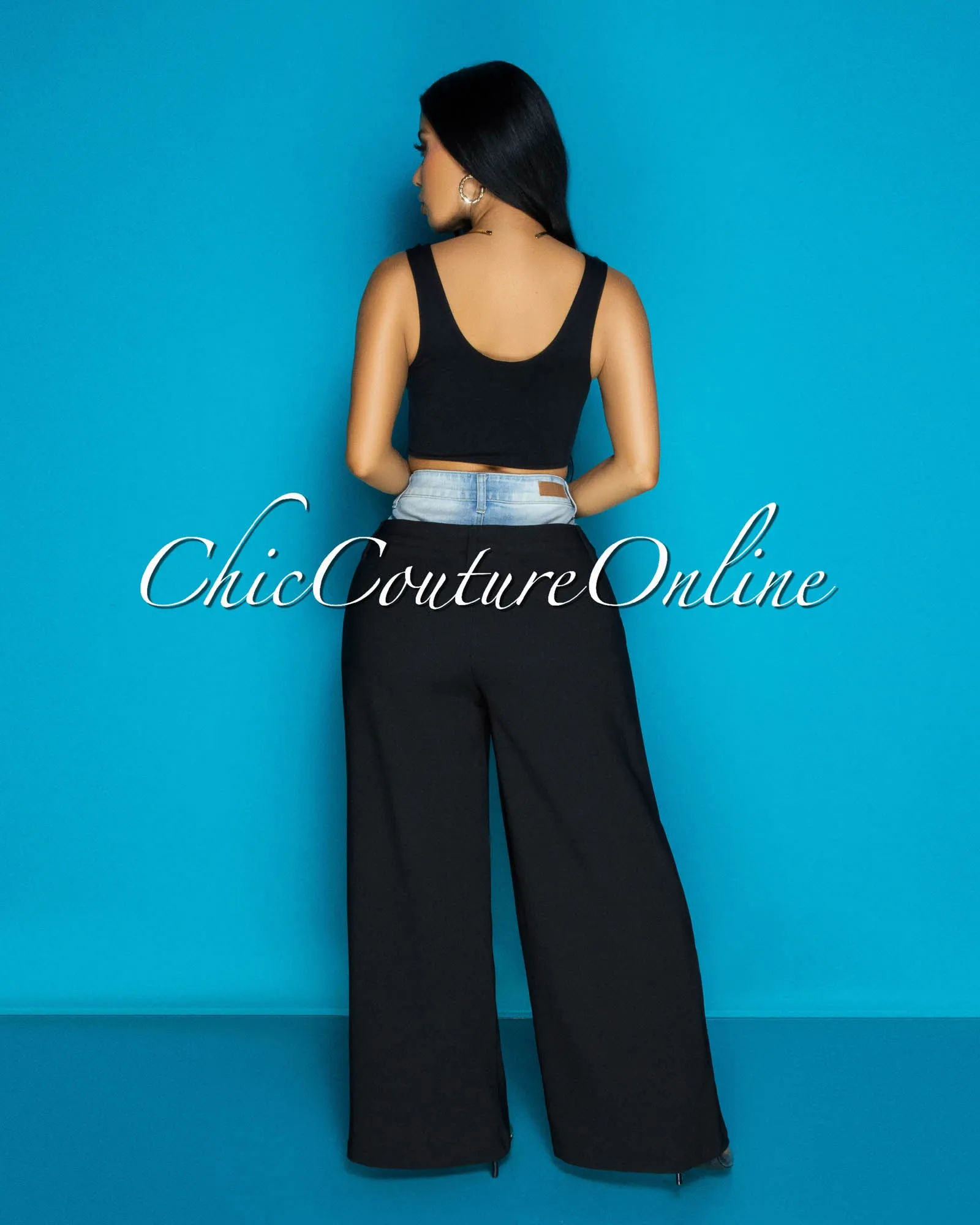 Kellin Denim Black Wide Legs Pants sold by Chic Couture product image thumbnail 3