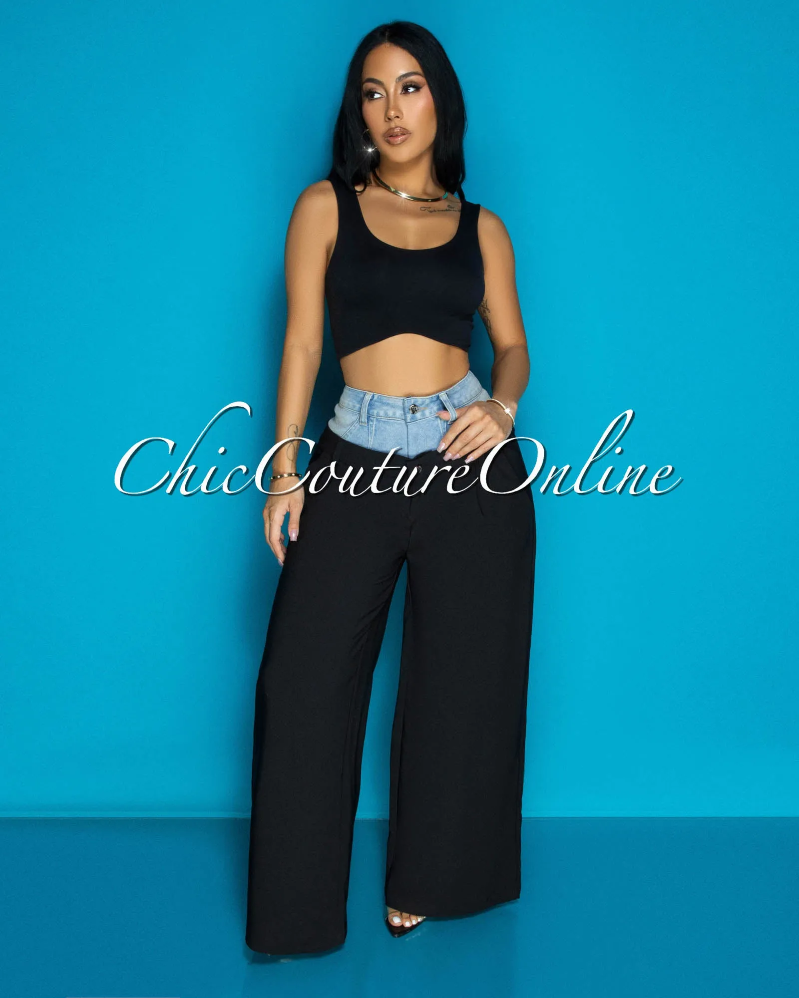 Kellin Denim Black Wide Legs Pants sold by Chic Couture product image thumbnail 2