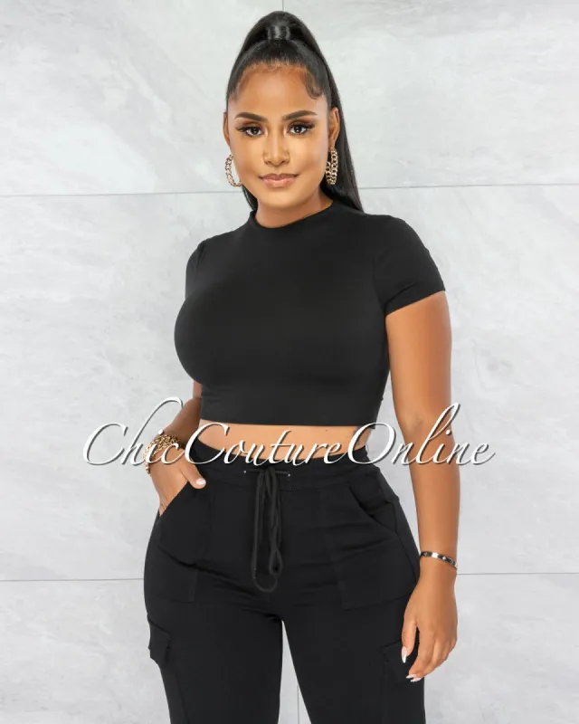 *Baxter Black Double Lined Crop Top sold by Chic Couture