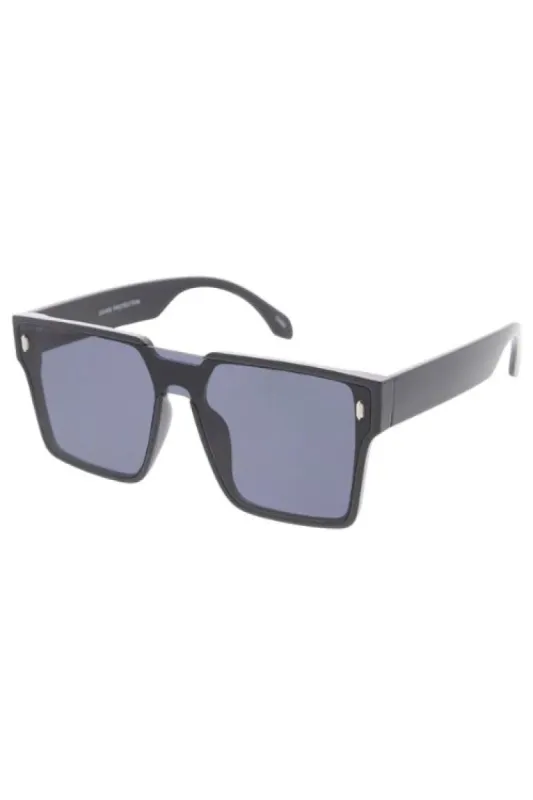 Coralie Black Large Frame Rectangular Sunglasses sold by Chic Couture