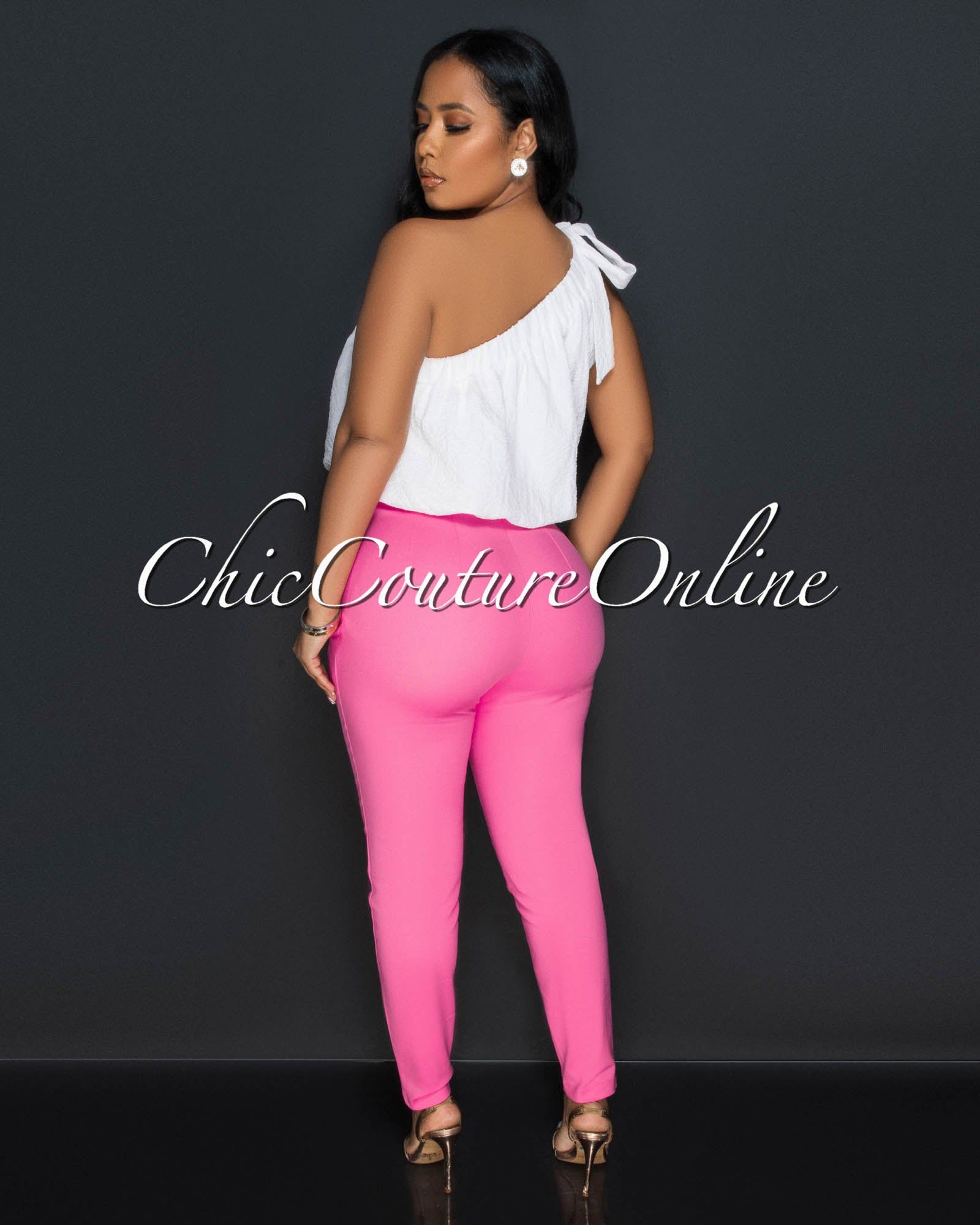 Avril Pink High Waist Trouser Pants sold by Chic Couture product image thumbnail 5