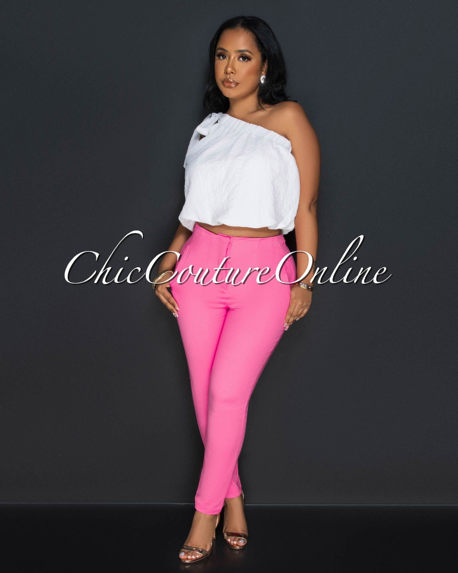 Avril Pink High Waist Trouser Pants sold by Chic Couture product image thumbnail 2