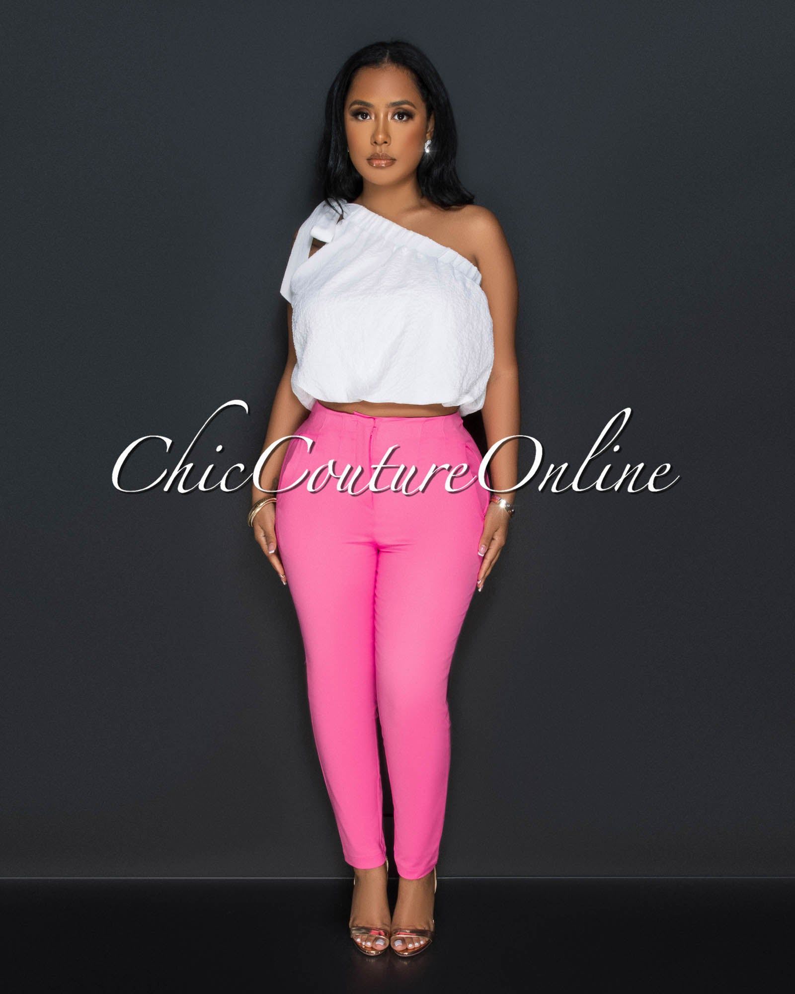 Avril Pink High Waist Trouser Pants sold by Chic Couture product image thumbnail 4